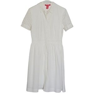 7140 * Catherine Malandrino Button Down Eyelet Dress Off White Size 4